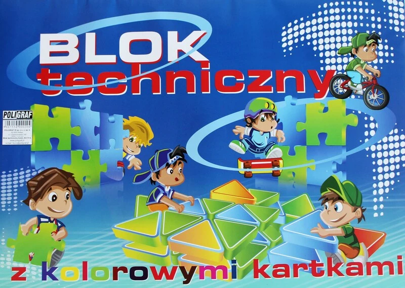 Blok techniczny A3 kolorowy 180g 10 kartek 900204