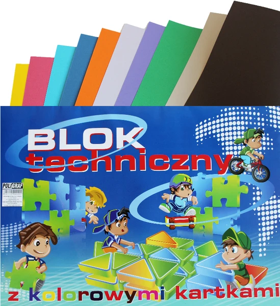 Blok techniczny A3 kolorowy 180g 10 kartek 900204