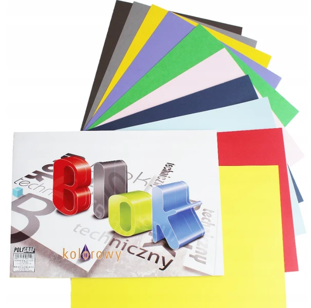 Blok techniczny A4 kolorowy 180g 10 kartek 900198