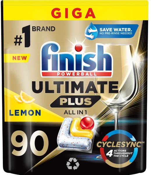 FINISH Kapsułki do zmywarki Finish Ultimate Plus cytrynowe 90 szt. Lemon