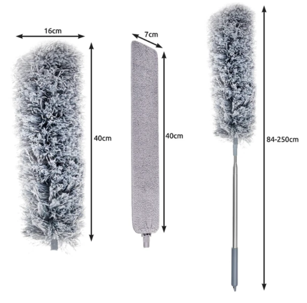 Szczotka Teleskopowa do Kurzu Miotełka z dwoma nakładkami 2w1 Szara