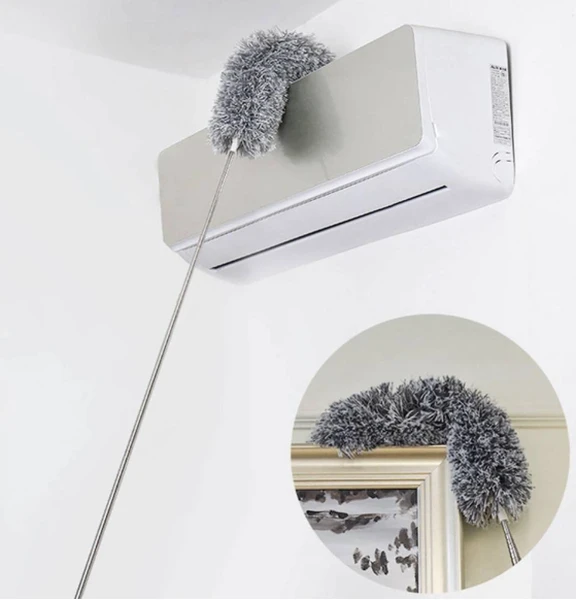 Szczotka Teleskopowa do Kurzu Miotełka z dwoma nakładkami 2w1 Szara