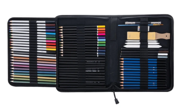 Zestaw do Szkicowania Rysowania Malowania Profesjonalny 74 szt. w Etui