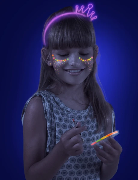 Farbki do malowania twarzy UV+ opaska Świecąca w ciemności Kidea