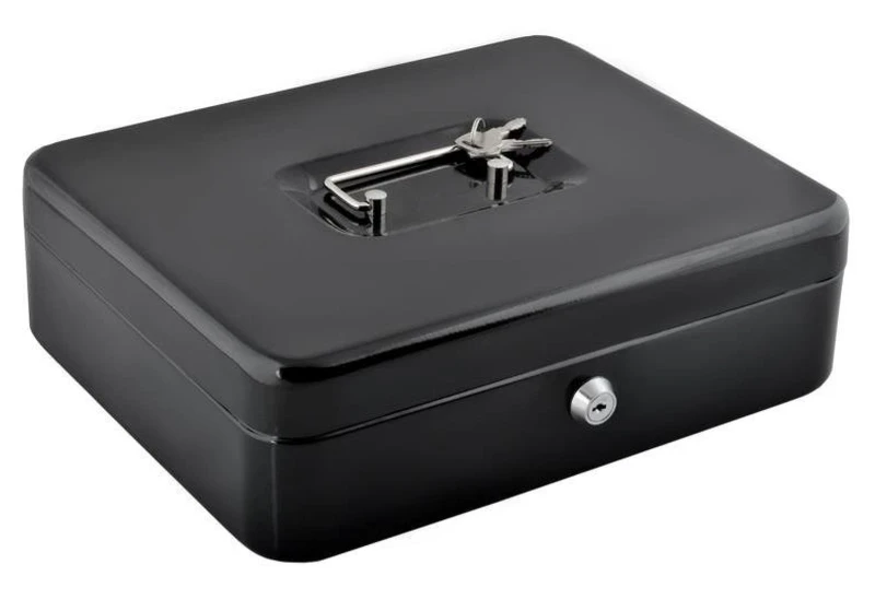 Kasetka metalowa na pieniądze bilon Sejf + Klucz Duża czarna