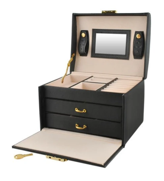 Szkatułka kuferek na biżuterię 17,5x14x12 cm Czarny