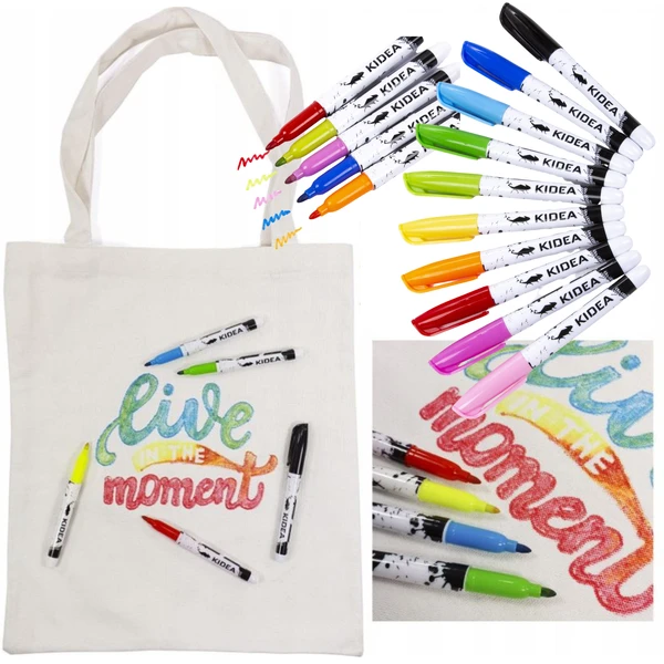 Markery do obuwia i tkanin 10 kolorów Kidea + Torba dla Mamy dla Dziecka