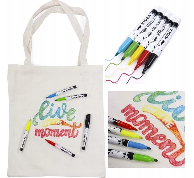 Markery do obuwia i tkanin 10 kolorów Kidea + Torba dla Mamy dla Dziecka