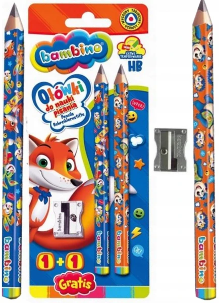 Ołówek BAMBINO do nauki pisania 1+1 + temperówka