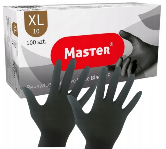 Rękawiczki rękawice nitrylowe czarne bezpudrowe XL 100 sztuk