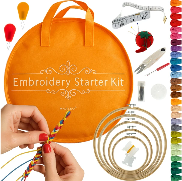 Zestaw mulin do haftu mix Kolorów 100szt Nici + Zestaw Akcesoriów Tamborek