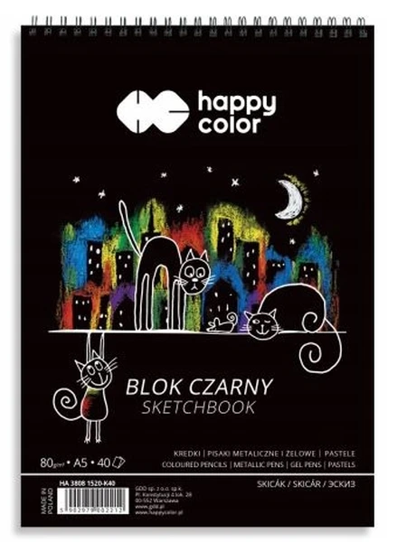 Blok czarny na spirali KOTY A5 80g 40 arkuszy