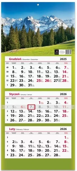 Kalendarz ścienny trójdzielny mix wzorów 2026