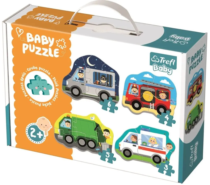 Puzzle Baby dla dzieci 18 elementów pojazdy i zawody duże grube Trefl