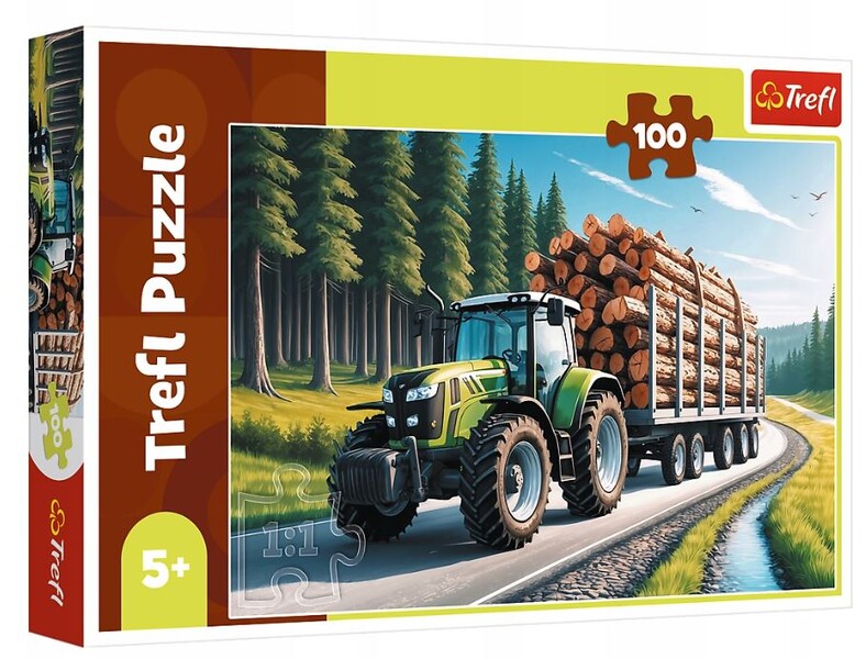 Puzzle Trefl 100 elementów Puzzle 100 Ciągnik leśny do układania