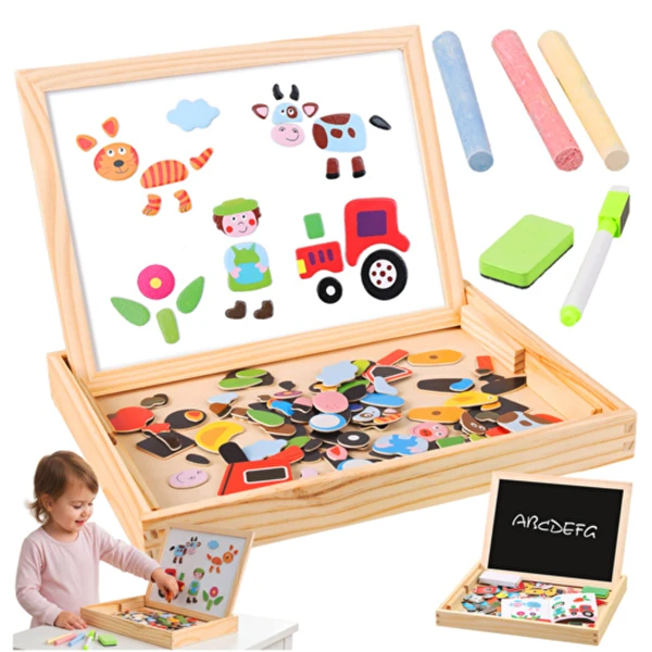 Tablica edukacyjna magnetyczna dwustronna 108 el. zabawka w Skrzynce Prezent