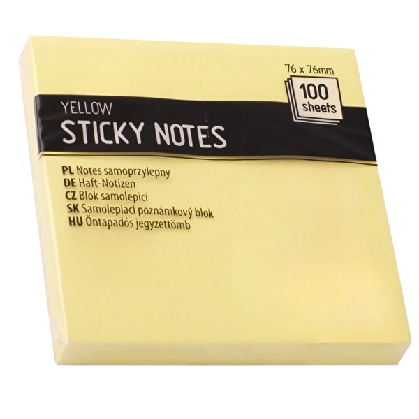 Karteczki samoprzylepne 76x76 100 szt żółte