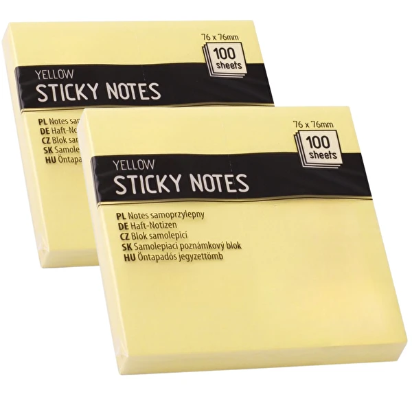 Karteczki samoprzylepne 76x76 100 szt żółte