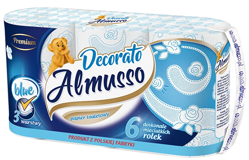 Papier toaletowy 3 warstwowy Premium Almusso Decorato biały 6 rolek