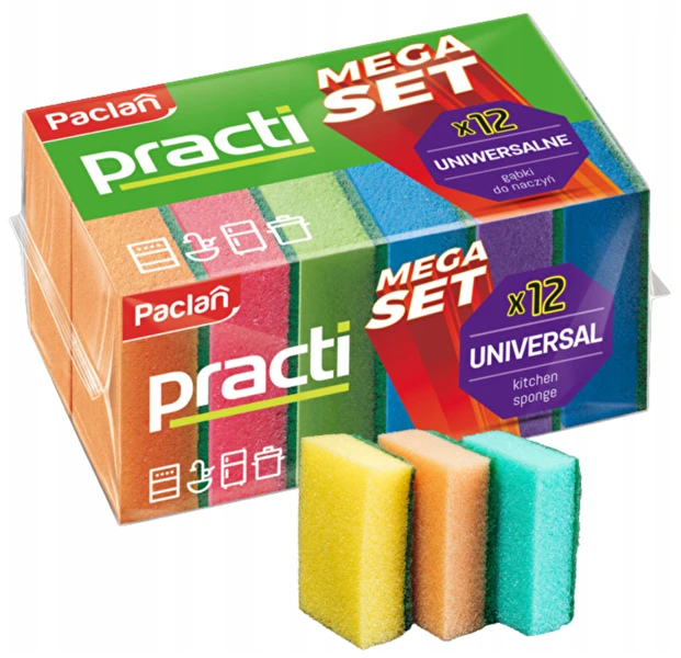 Zmywak kuchenny gąbka do naczyń czyścik gąbki PACLAN Mega Set 12 sztuk