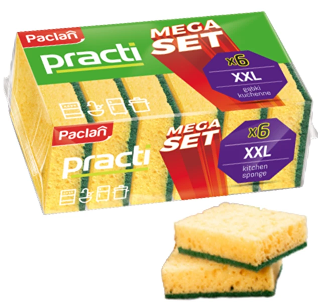 Gąbki do naczyń Paclan Practi MEGA SET 6 sztuk XXL