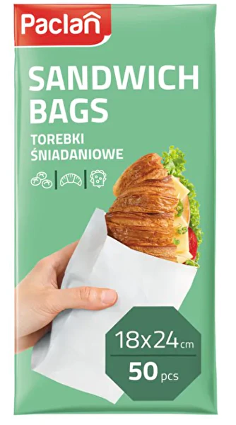 Torebki śniadaniowe Paclan 18 x 24,5 cm białe 50 sztuk