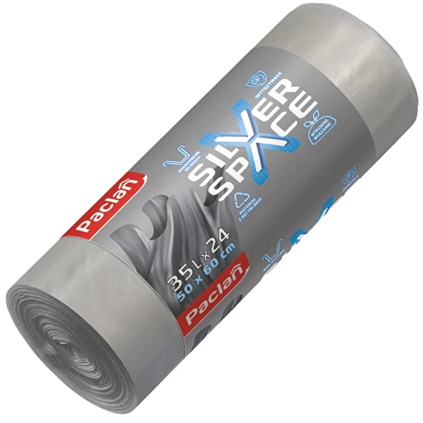 Worki na śmieci 35L 24 szt Mocne Wiązane Paclan Silver Space