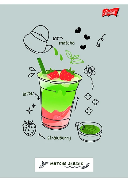 Zeszyt do nauki pisania A4 32k linia 2 kol Matcha Mood Unipap