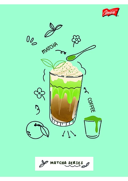 Zeszyt do nauki pisania A4 32k linia 2 kol Matcha Mood Unipap