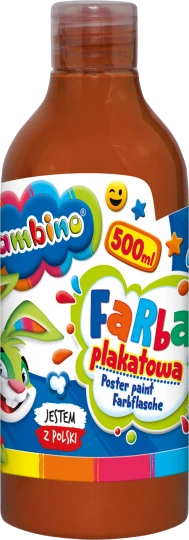 Farba plakatowa szkolna Bambino 500 ml BRĄZOWA w butelce