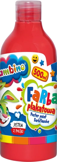Farba plakatowa szkolna Bambino 500 ml CZERWONA w butelce