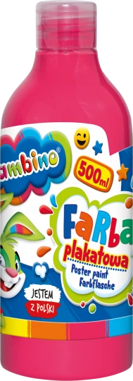 Farba plakatowa szkolna Bambino 500 ml RÓŻOWA w butelce