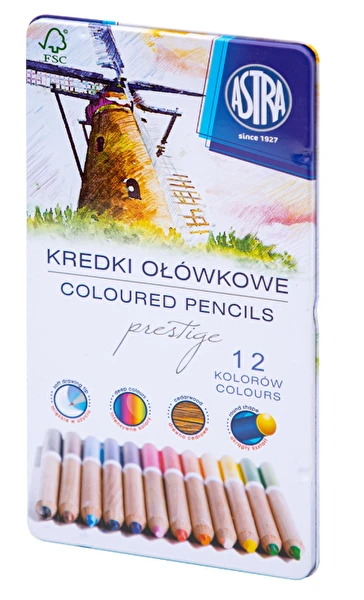 Kredki ołówkowe w metalowym pudełku Astra 12 kolor