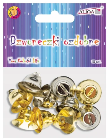 Dzwoneczki metalowe złote i srebrne 2cm 10szt