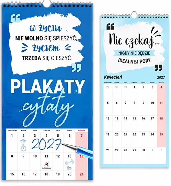Kalendarz ścienny 2027 notatnikowy Plakaty Cytaty ArtSezon
