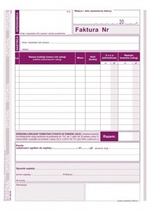 Faktura dla podatników zwolnionych z VAT A5 pionowa