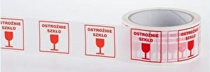 Taśma z nadrukiem OSTROŻNIE SZKŁO 48mmx 50m