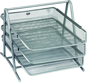 Zestaw 3 półek siatka srebrny