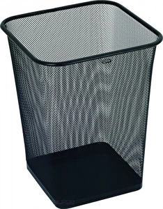 Kosz na śmieci kwadratowy siatka met. czarny 18 l