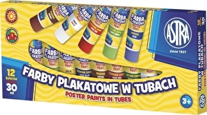 Farby plakatowe ASTRA w tubkach 12 kol 30ml