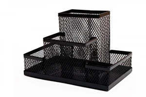 Przybornik na biurko metalowy 4A czarny