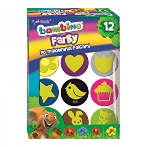 Farby do malowania palcami 12 szt stempelki Bambino