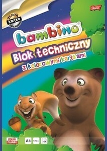 Blok techniczny A4 kolorowy Bambino 10k 170g