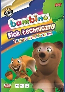 Blok techniczny A4 kolorowy Bambino 10k 170g