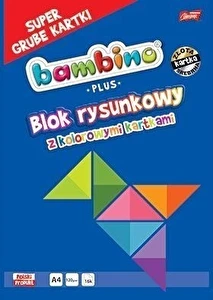 Blok rysunkowy A4 kolorowy Bambino 16k 120g PLUS złota/srebrna kartka
