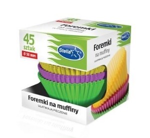 Foremki na muffiny kolorowe 45szt. box STELLA