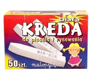 Kreda szkolna biała kwadratowa MAR BOR B4 50sz