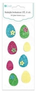 Naklejki brokatowe 3D PISANKI 8szt