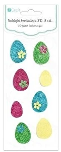 Naklejki brokatowe 3D PISANKI 8szt