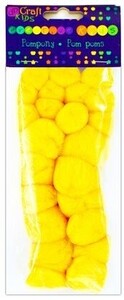 Pompony akrylowe MIX żółte 24szt